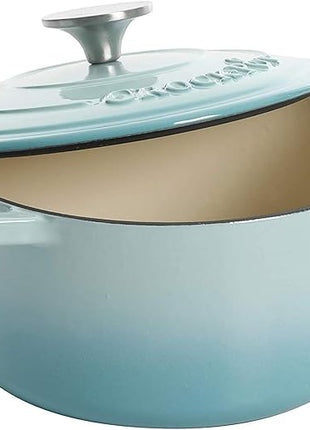 Crock-Pot Artisan Round Enameled Cast Iron Dutch Oven, 7-Quart, Aqua