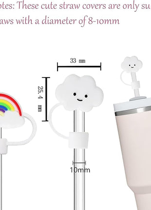 8P Straw Cover for Stanley Cup, Silicone Straw Topper for Stanley Cup 30&40oz with Tumblers, 10mm 0.4in Lid Accessories (Reusable)