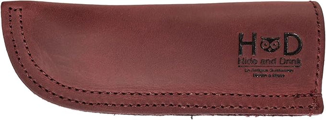 Hide & Drink, Full Grain Leather Hot Handle, Cast Iron Protector, Panhandle Potholder, Double Layered, Double Stitched, Slides On/Off Easily onto Metal Skillet Grips, Handmade, Sangria