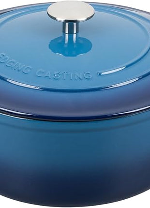 Enameled Cast Iron Dutch Oven Pot With Lid for Cooking, Bread Baking, Bread Oven, 5.5 Quart, Lake Blue