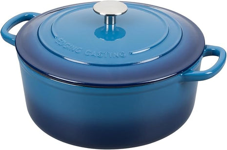 Enameled Cast Iron Dutch Oven Pot With Lid for Cooking, Bread Baking, Bread Oven, 5.5 Quart, Lake Blue