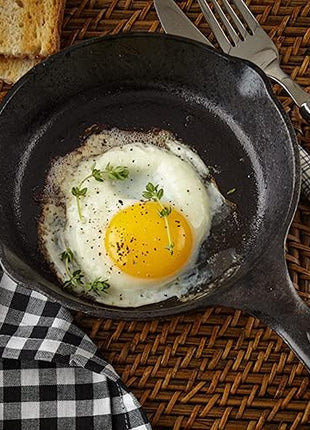 6 Inch Cast Iron Skillet, Frying Pan with Drip-Spouts, Pre-seasoned Oven Safe Cookware, Camping Indoor and Outdoor Cooking, Grill Safe, Restaurant Chef Quality