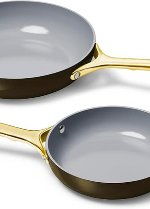 Caraway Fry Pan Duo - Nonstick Ceramic Frying Pan (8" & 10.5”) - Non Toxic, PTFE & PFOA Free - Oven Safe & Compatible with All Stovetops (Gas, Electric & Induction) - Black