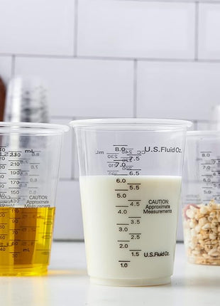 100 PACK Plastic Measuring Cups, 10 oz Disposable Mixing Cups with 100 Wooden Mixing Sticks, Can Be Used for Epoxy Resin, Liquid Measuring, Paint, Cooking and Baking