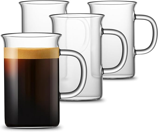 LUXU Glass Coffee Tea Cups(Set of 4)-13 oz,Clear Glass Mugs,Tall Drinking Glasses for Cappuccino,Latte,Espresso,Lead-free Drinking Glasses Great for Juice,Water,Beer,Milk Hot And Cold Drinks