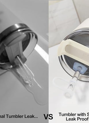 Silicone Spill Stopper Set Compatible with Stanley Cup 2.0 30oz & 40oz with Straw Cover (Set of 2, Clear)