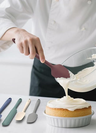 Coukre Silicone Spatula Set of 5,High Temperature Resistant, Food Grade Silicone, Dishwasher Safe, for Baking, Cooking (Pure Colorful A)