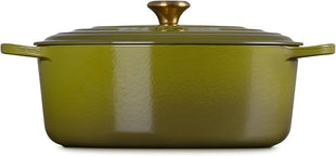 Le Creuset Enameled Cast Iron Signature Oval Dutch Oven, 8 qt., Olive with Gold Knob