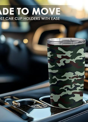 SANDJEST Camo Tumbler 20oz Stainless Steel Double Wall Insulated, Travel Coffee Cup Camouflage Gifts for Men Women, Hunting Lovers, Birthday Christmas