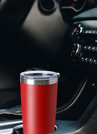 HASLE OUTFITTERS 20oz Tumblers Stainless Steel Mugs with Lid Double Wall Vacuum Insulated Coffee Cups for Cold & Hot Drinks (20oz-Red, 4 Pack)