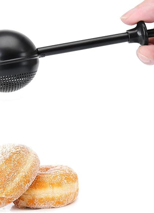 HULISEN Flour Duster for Baking, One-Handed Operation, 304 Stainless Steel Powdered Sugar Shaker Duster, Pick Up and Dust Flour Sifter, Gift Package, Black