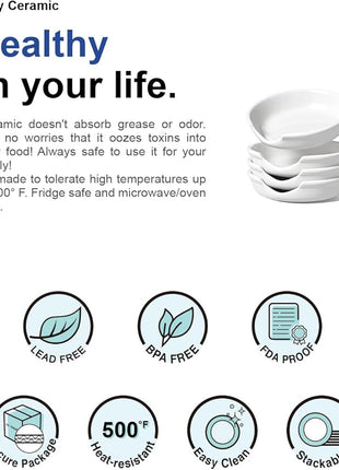 LE TAUCI Ceramic Spoon Rest for Stove Top, 4.8 Inch Spoon Holder for Kitchen Counter, Kitchen Gadgets, Coffee Spoon Cradle, Home Accessories for Utensils, Set of 4, White