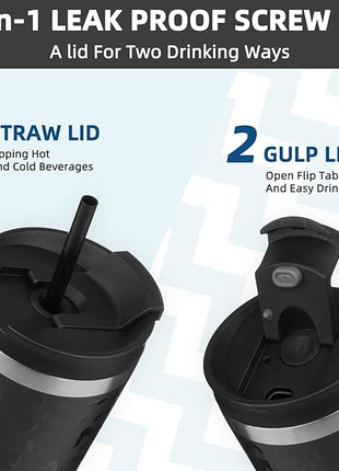 BJPKPK 26oz Insulated Tumbler With lid And Straw Stainless Steel Tumblers Travel Coffee Mug Reusable Thermal Cup,Black Leopard