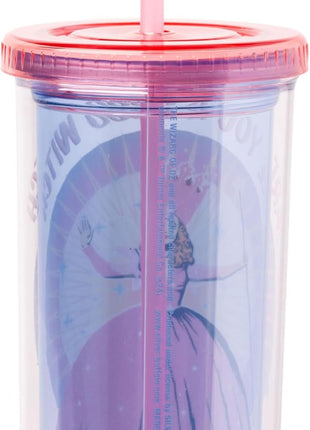 Silver Buffalo The Wizard of Oz Featuring Glinda Are You a Good Witch or a Bad Witch Plastic Tall Cold Cup with Lid and Straw, 20 Ounces