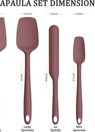 Coukre Silicone Spatula Set of 5,High Temperature Resistant, Food Grade Silicone, Dishwasher Safe, for Baking, Cooking (Pure Wine)