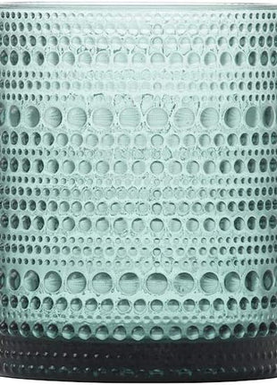 Fortessa Jupiter Beaded Hobnail Glass, 10 Ounce Double Old Fashioned (Set of 6), Sage Green