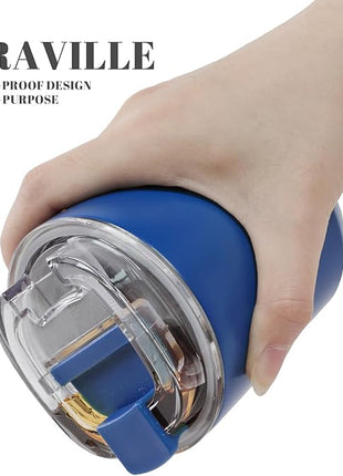 Puraville Insulated Tumblers with Lid, 10 oz Travel Coffee Mug Stainless Steel Vacuum Cup, Leak Proof Reusable Double Walled Coffee Tumbler for Iced and Hot Drinks, Klein Blue