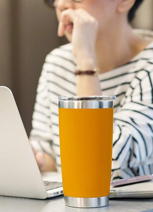 20oz Tumbler Bulk Stainless Steel Vacuum Insulated Tumblers with Lid Double Wall Travel Mug, Durable Powder Coated Coffee Cup, Suitable for Ice Drinks and Hot Beverage (Orange 12pack)