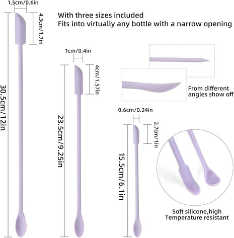 6 Pieces Multi Size Makeup Spatula, Beauty Spatula, Mini Small Silicone Spatula Set for Beauty and Kitchen, Tiny Scraper for Jar, Kitchen Bottles, Cosmetic (Lavender)