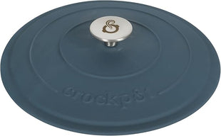 Crock-Pot Artisan 7-Quart Round European Enameled Cast Iron Dutch Oven – Matte Navy Blue, Durable Oven Safe Cookware