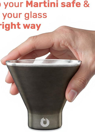 SNOWFOX Premium Vacuum Insulated Stainless Steel Martini Glass, Set of 2, Martinis Stay Icy Cold, Stemless Cocktail Glasses, Elegant Home Entertaining, Bold Beautiful Barware Set, 8 oz, Marble