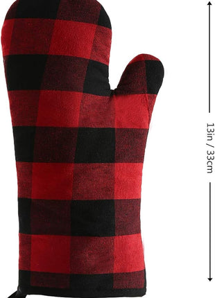 Oven Mitts and Potholders BBQ Gloves-Oven Mitts and Pot Holders with Recycled Infill Silicone Non-Slip Cooking Gloves for Cooking Baking Grilling (4-Piece Set) (Black/Red)