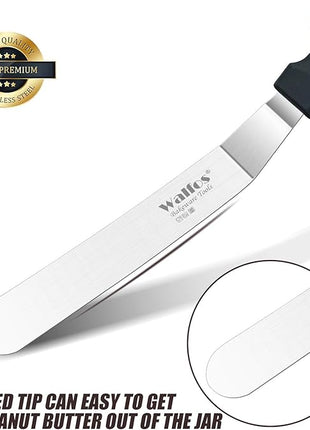 Walfos Icing Spatula, Stainless Steel Cake Spatula with Sturdy and Durable Handle Cake Decorating Spatula - Multi purpose Use for Home, Kitchen or Bakery (6” Angled + 8" Straight)…