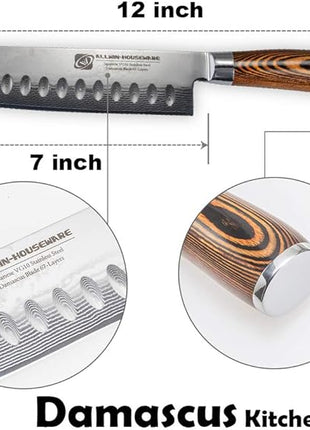 Japanese Santoku Knife 7" Damascus VG10 Stainless Steel 67-Layer Forged Razor Sharp Asian Chef's Knife Pakkawood Handle Precision Slicing Dicing Chopping Meat Fish Vegetables Gift Box