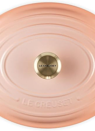 Le Creuset Enameled Cast Iron Signature Oval Dutch Oven, 8 qt., Peche with Light Gold Knob