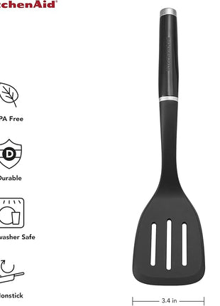 KitchenAid Classic Nylon Slotted Turner, 13.66-Inch, Black