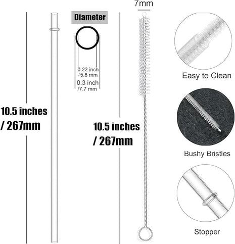 ALINK 12-Pack Reusable Hard Plastic Clear Straws, 10.5 inch Long Tumbler Straws for 16 OZ 20 OZ 30 OZ Stanley, YETI, Starbucks Tumblers with Cleaning Brush