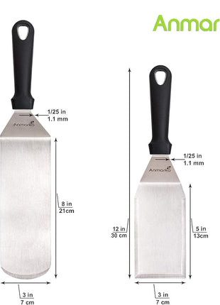 Spatula Turner Stainless Steel - Metal Spatula Set - Hibachi Spatula Great as BBQ Grill Accessories for Grill and Flat Top Griddle