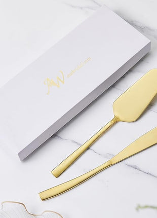AW BRIDAL Gold Wedding Cake Knife and Server Set, Cake Cutting Set Pie Pastry Servers for Parties Events Bridal Shower Anniversary Engagement Gifts