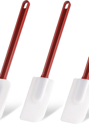 Silicone Rubber Spatula Set of 3, High Heat Set, Commercial Rubber Spatula (1 Spoonula + 2 Scrapers (9.5 Inches))