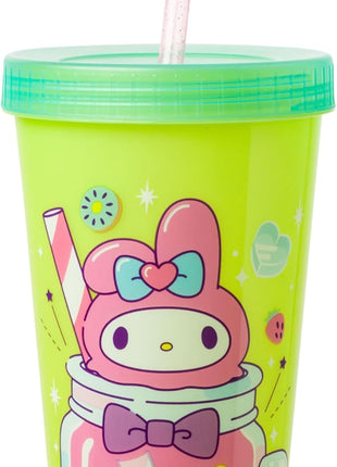 Silver Buffalo Sanrio Hello Kitty and Friends 4 Pack Color Changing Plastic Tumblers Featuring Hello Kitty, My Melody, Badtz Maru, and Cinnamoroll, 24 Ounce