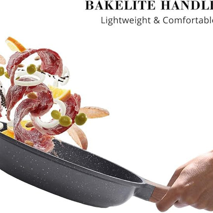 SENSARTE Nonstick Frying Pan Skillet, Swiss Granite Coating Omelette Pan, Healthy Stone Cookware Chef's Pan, PFOA Free (8/9.5/10/11/12.5 Inch) (10 Inch)