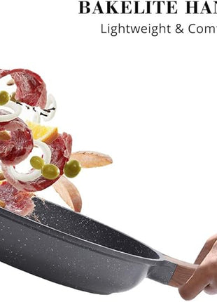 SENSARTE Nonstick Frying Pan Skillet, Swiss Granite Coating Omelette Pan, Healthy Stone Cookware Chef's Pan, PFOA Free (8/9.5/10/11/12.5 Inch) (8 Inch)