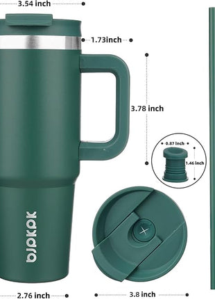 BJPKPK Insulated Tumblers With Handle And Straw 30 oz Stainless Steel Tumbler Cups With Lid,Army Green