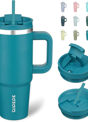 BJPKPK 30 oz Insulated Tumbler With Lid And Straw Stainless Steel Tumblers Cup With Handle For Women And Men,Laguna