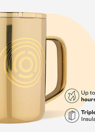 Corkcicle Classic Coffee Mug - Triple Insulated Stainless Steel for Travel - Shatter-Proof Lid - Keeps Drink Hot Over 3 Hours - Holiday Mug Gift - Great for Gifting Warmth - 16 oz - C-3PO