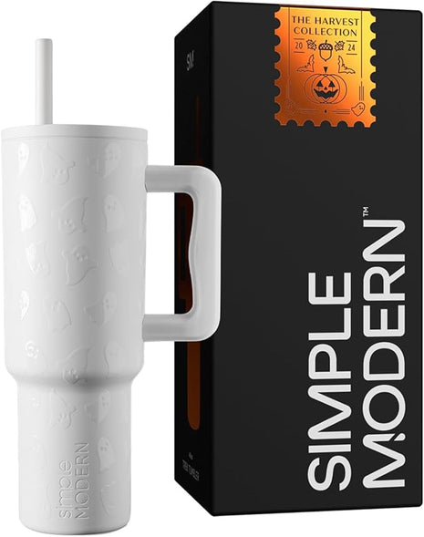 Simple Modern Halloween 40 oz Tumbler with Handle and Straw Lid | Leak-Proof Insulated Stainless Steel Water Bottle Travel Mug | Gifts for Women Men Him Her | Trek Signature | Cute Ghosts