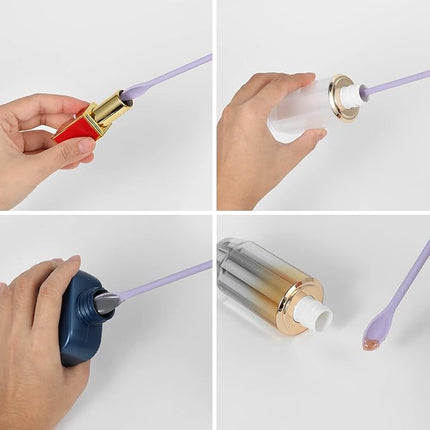 6 Pieces Multi Size Makeup Spatula, Beauty Spatula, Mini Small Silicone Spatula Set for Beauty and Kitchen, Tiny Scraper for Jar, Kitchen Bottles, Cosmetic (Lavender)