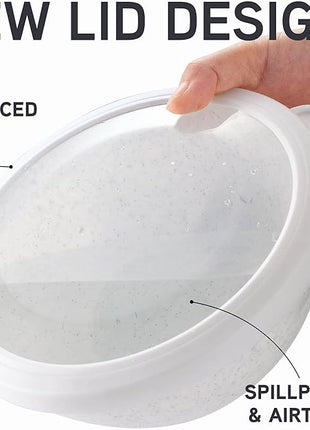 COOK WITH COLOR Mixing Bowls with TPR Lids - 12 Piece Plastic Nesting Bowls Set includes 6 Prep Bowls and 6 Lids, Microwave Safe Mixing Bowl Set (Speckled White)