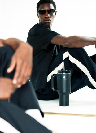 Stanley Quencher H2.0 Tumbler with Handle and Straw 40 oz | Flowstate 3-Position Lid | Cup Holder Compatible for Travel | Insulated Stainless Steel Cup | BPA-Free | Black Chroma