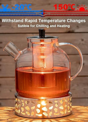 Glass Teapot with Removable Infuser,Ehugos 800ml (27OZ) Stovetop Safe Small Tea Pot, Blooming and Loose Leaf Hand Crafted Kettle for Women and Adult with Stainless Infuser