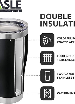 HASLE OUTFITTERS 20 oz Tumbler Bulk, Stainless Steel Tumblers with Lid, Vacuum Insulated Tumbler, Double Wall Tumbler Cup, coffee mugs, Black, 12 Pack