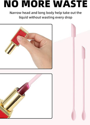 6 Pieces Multi Size Makeup Spatula, Beauty Spatula, Mini Small Silicone Spatula Set for Beauty and Kitchen, Tiny Scraper for Jar, Kitchen Bottles, Cosmetic (Pink)