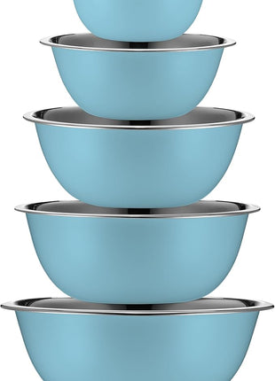 WHYSKO Meal Prep Stainless Steel Mixing Bowls Set, Home, Refrigerator, and Kitchen Food Storage Organizers | Ecofriendly, Reusable, Heavy Duty (Light Blue)