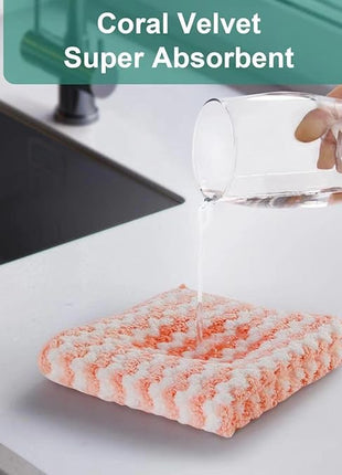 JOYMOOP Microfiber Cleaning Cloth, 5 PCS Kitchen Towels(10" x 10"), Absorbent Streak Free Lint Cleaning Cloths, Reusable and Washable Dish Rags with 12" and 10" Lazy Susan Organizer