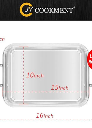 15 Inch Stainless Steel Roasting Pan with V-Shaped Rack and Turkey Baster - Rectangular Roaster for Turkey, Chicken, Vegetables - Fits 20lb Turkey
